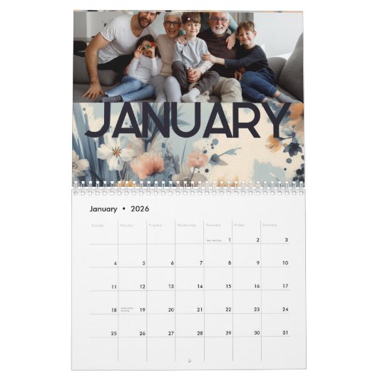 Bloemen rustiek  elegant boho kalender (Jan 2026)
