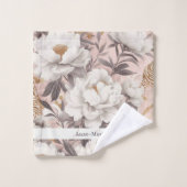 Bloemen rustiek elegant grijs bad handdoek (Wasdoekje)