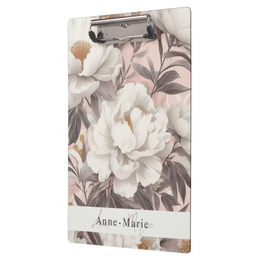 Bloemen rustiek elegant grijs klembord (Links)