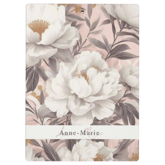 Bloemen rustiek elegant grijs klembord (Achterkant)