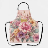 Bloemen rustiek  elegant roze schort (Voorkant)