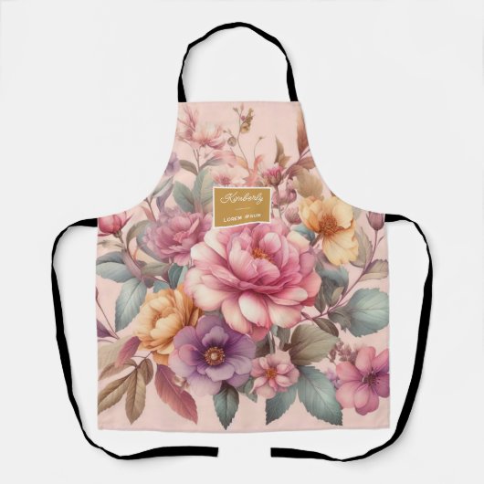 Bloemen rustiek  elegant roze schort (Voorkant)