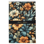 Bloemen rustiek elegant zwart kalender (Hoes)