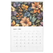 Bloemen rustiek  elegant zwart kalender (Mar 2026)