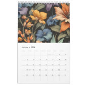Bloemen rustiek  elegant zwart kalender (Jan 2026)