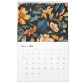Bloemen rustiek elegant zwart kalender (Mar 2026)