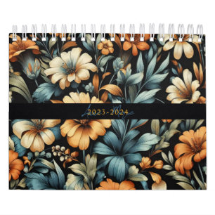 Bloemen rustiek  elegant zwart kalender
