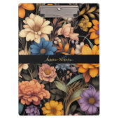 Bloemen rustiek  elegant zwart klembord (Voorkant)