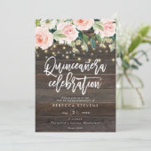 Bloemen rustiek hout Quinceanera 15e verjaardag Kaart (Staand voorkant)