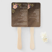 Bloemen Rustiek Hout Trouwprogramma Hand Fan Handwaaier (Voorkant en achterkant)