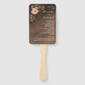 Bloemen Rustiek Hout Trouwprogramma Hand Fan Handwaaier (Voorkant)