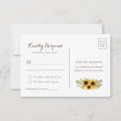 Bloemen Rustiek Hout Zonnebloem Bruiloft Briefkaar Kaart