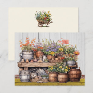 Bloemen rustiek tuinieren Briefkaart