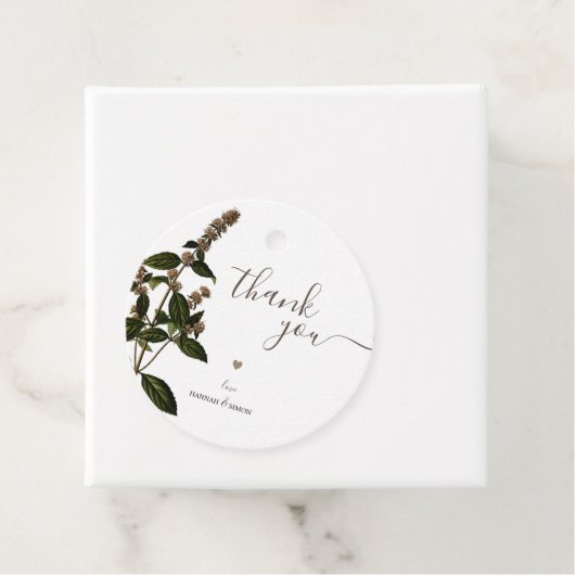Bloemen rustieke bladeren gouden bruiloft bedankjes labels (In situ)