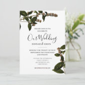 Bloemen rustieke  Elegante gouden bruiloft Kaart (Staand voorkant)