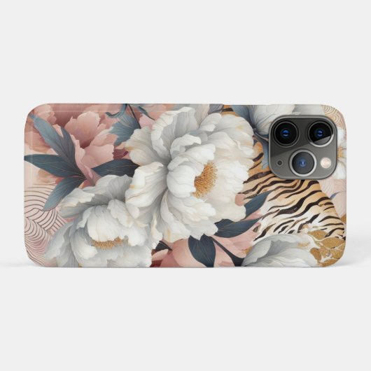 Bloemen rustieke elegante tijger Case-Mate iPhone case (Achterkant (horizontaal))