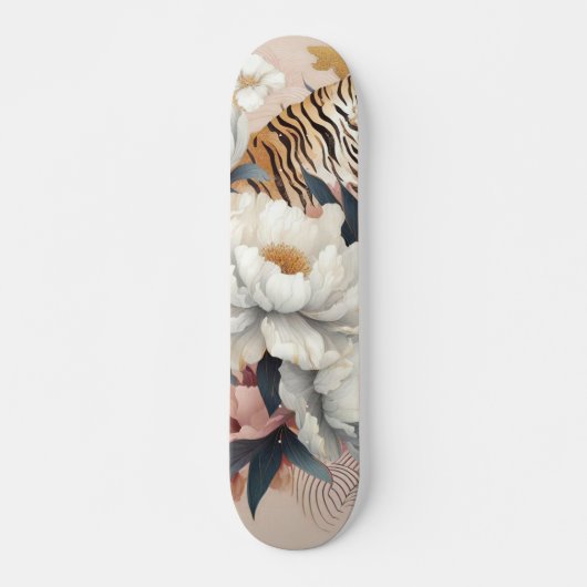 Bloemen rustieke  elegante tijger skateboard (Voorkant)