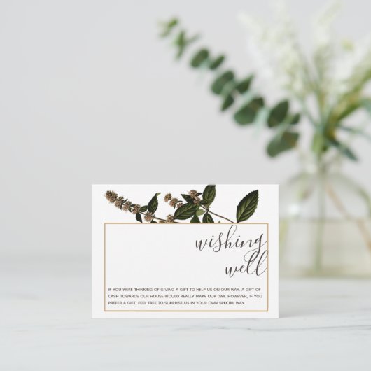 Bloemen Rustieke Goud Wishing Well Bruiloft Informatiekaartje (Staand voorkant)