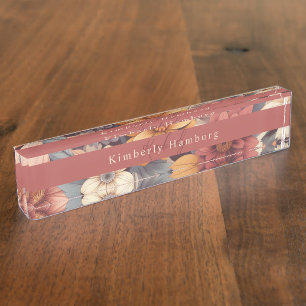 Bloemen rustieke kleurrijke bohemian botanische naambordje