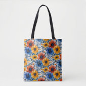 Bloemen rustieke mode retro patroon draagtas (Voorkant)
