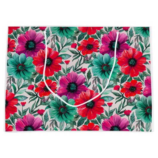 Bloemen rustieke mode retro patroon groot cadeauzakje (Voorkant)