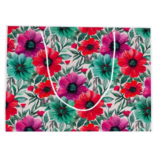 Bloemen rustieke mode retro patroon groot cadeauzakje (Achterkant)