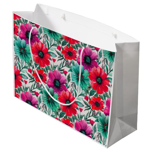 Bloemen rustieke mode retro patroon groot cadeauzakje (Achterkant Gekanteld)