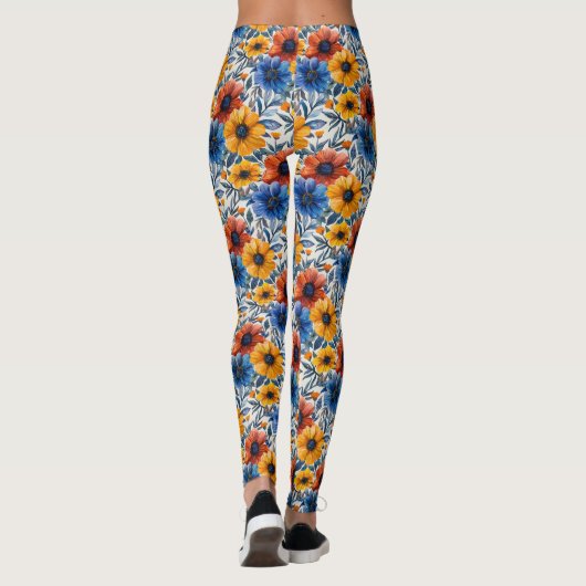 Bloemen rustieke mode retro patroon leggings (Achterkant)