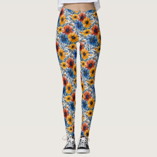 Bloemen rustieke mode retro patroon leggings