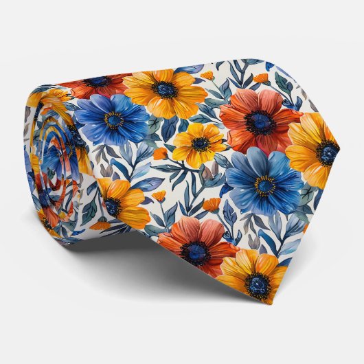 Bloemen rustieke mode retro patroon stropdas (Opgerold)