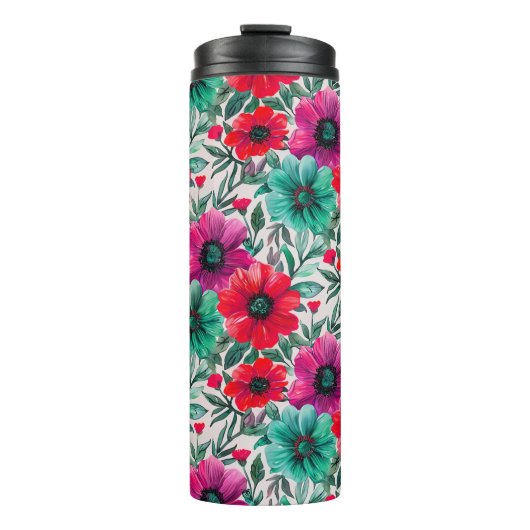 Bloemen rustieke mode retro patroon thermosbeker (Voorkant)
