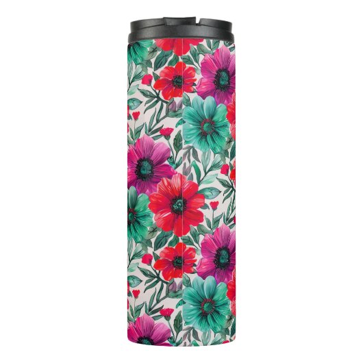 Bloemen rustieke mode retro patroon thermosbeker (Achterkant)