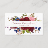 Bloemen Rustieke Waterverf Marsala Visitekaartje (Voorkant)