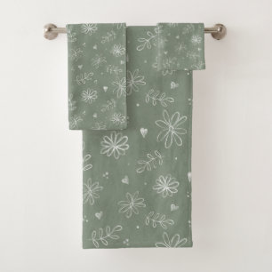 Bloemen Sage Groene Boerderij Cottage Design Handd Bad Handdoek