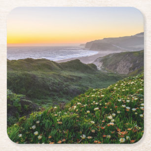 Bloemen Santa Cruz Californië Vierkante Kartonnen Onderzetter