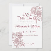  Bloemen Save the Date – Bourgogne Toile (Voorkant)
