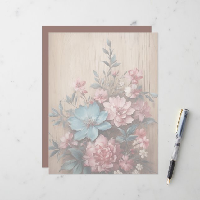 Bloemen Schaduw Zachte lichte achtergrond (Voorkant / Achterkant in situ)