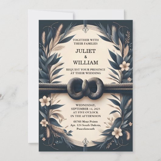 Bloemen Schattige touw We binden de knoop bruiloft Kaart (Voorkant)