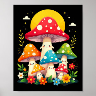 Bloemen Schattigee paddestoel Fungi Halloween Kost Poster