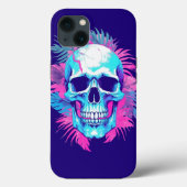 Bloemen schedel in vaporwave stijl Case-Mate iPhone case (Achterkant)