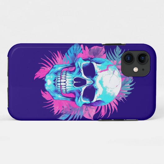 Bloemen schedel in vaporwave stijl Case-Mate iPhone case (Achterkant (horizontaal))