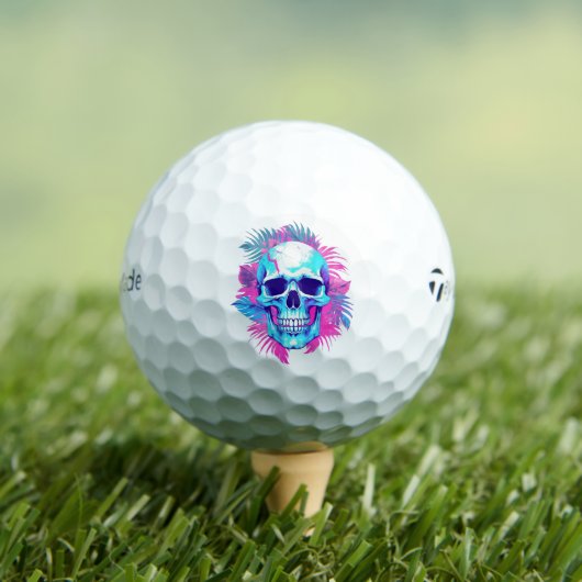 Bloemen schedel in vaporwave stijl golfballen (Insitu Shirt)