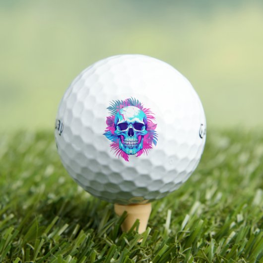 Bloemen schedel in vaporwave stijl golfballen (Insitu Shirt)