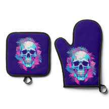 Bloemen schedel in vaporwave stijl