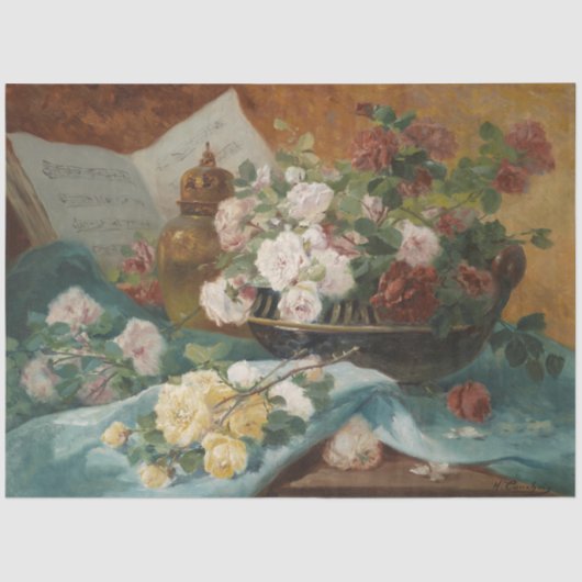 Bloemen schilderen potje decoupage tissuepapier (Voorkant)