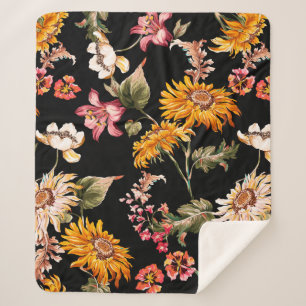Bloemen schitterend patroon naadloos. Structuur va Sherpa Deken
