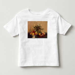 Bloemen, schotels met vruchten en karafel, 1865 kinder shirts
