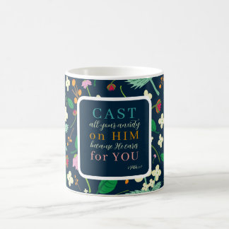 Bloemen Schrift 1 Petrus 5:7 Koffiemok