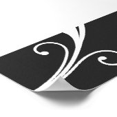 Bloemen scroll blad zwart, wit bruiloft foto poster (Hoek)