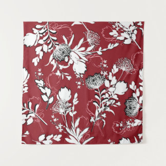 Bloemen silhouet, kleurrijk botanisch patroon. wandkleed